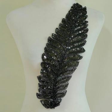 Imagem de Bordado de renda com apliques de lantejoulas para decoração/acessórios de roupa/acessórios de cabeça de casamento/adesivos de casamento flores (preto)