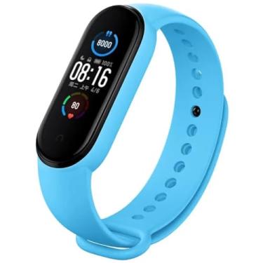 Imagem de Pulseira de substituição de aço com fivela de silicone para Garmin - Forerunner 735xt/220/230/235/620/630 para relógio inteligente, azul claro, para Mi band 6
