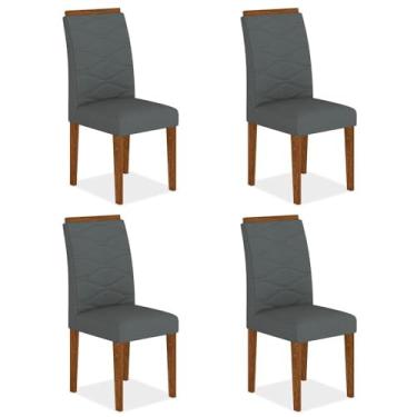 Imagem de Kit 4 Cadeiras Estofadas Everest Comfort Freijó/suede Cinza - Ma Freijó/suede Cinza