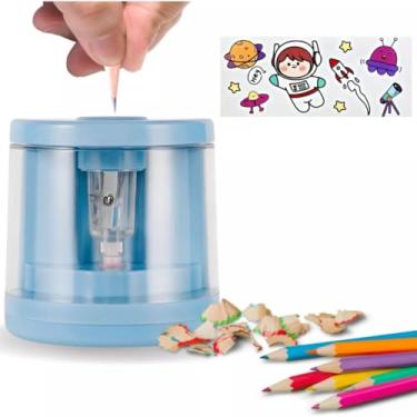 Imagem de Apontador Elétrico Automático com Lâmina de Aço Inoxidável, Depósito para Resíduos, Design Moderno e Prático – Ideal para Estudantes, Escritório e Uso Diário Professor, faculdade - TYDA (AZULCLARO2)