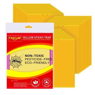 Imagem de Faicuk Armadilhas adesivas amarelas de dupla face para insetos de plantas como pulgões, mosquitos de fungo, mineiros de folhas e moscas brancas (pacote com 30)