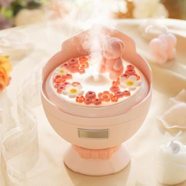 Imagem de Umidificador de buquê de flores para quarto, escritório doméstico - umidificador de ar de 230 ml com luz noturna e temporizador, 2 modos de pulverização recarregáveis, umidificadores de mesa portáteis