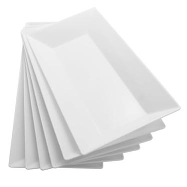 Imagem de Aoparada Bandejas de servir de plástico para festas, travessas brancas reutilizáveis para entretenimento, lanches, frutas, biscoitos, sobremesa em festa de casamento, organização de cozinha/despensa