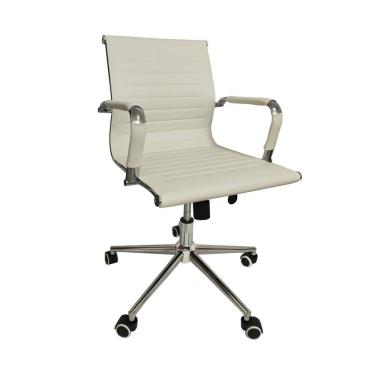 Imagem de Cadeira Office Com Rodízio E Encosto Esteirinha Baixa Branco