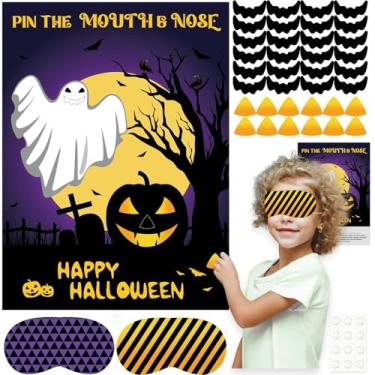 Imagem de ASTARON Halloween Party Games Pin The Mouth and Nose on Ghost and Pumpkin, Pin The Tail Halloween Party Activities Classroom Games for Children, Kids Birthday Party Games Halloween Party Supplies