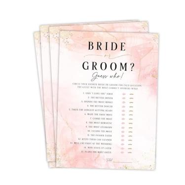 Imagem de Jogo de chá de casamento para noivas ou noivos, divertidos jogos de chá de panela, He Said She Said (mármore rosa)