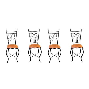 Imagem de Cadeira De Jantar Para Mesa De Chá Conjunto Com 4 Estilo Industrial Rustica Ferro E Madeira Artesanal