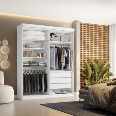 Imagem de Closet Casal Sem Portas 3 Gavetas Caribe Branco