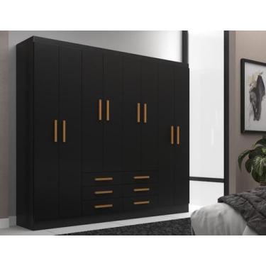 Imagem de Guarda Roupas Paris 8 Portas 6 Gavetas - Evidencia Moveis, Black
