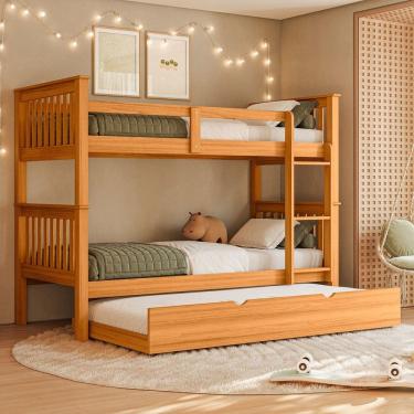 Imagem de Treliche Solteiro Madeira Maciça Reforçada C/ Cama Auxiliar