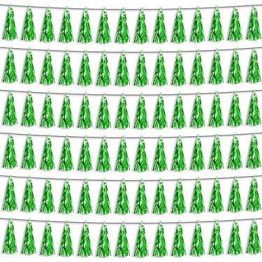 Imagem de Hysilla 6P Franjas De Papel Alumínio Verde, Faixas Borlas Metálicas, Guirlanda Para Carros Alegóricos, Despedida Solteira, Casamento, Aniversário, Formatura, Natal, Decoração Chá Panela/Chá Bebê