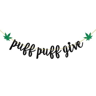 Imagem de Helewilk Banner Puff Give, Decoração De Aniversário Com Tema Maconha/Aniversário 420/Festa Maconha, Guirlanda Folhas Maconha Para 420