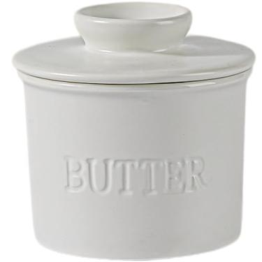 Imagem de Feenmai Manteiga Crock - Prato Com Tampa Para Bancada, Francês De Cerâmica, Recipiente Branca Vedação À Prova D'Água, Presente Inauguração, Lavável Na Máquina Lavar Louça