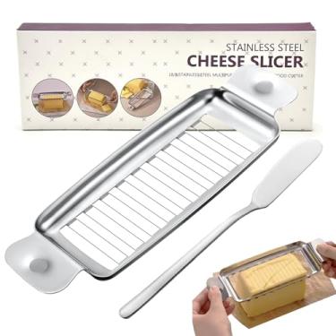 Imagem de ADULLPONY Fatiador De Queijo Para Em Bloco: Cortador Manteiga Com 18 Fios 1/4", Aço Inoxidável Corte Grandes Quantidades Faca, Lavável Na Máquina Lavar Louça