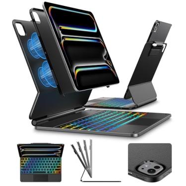 Imagem de typecase Capa com teclado Edge para iPad Pro 2024 de 13 polegadas (M4), capa protetora ultrafina destacável, modos retrato e digitação, trackpad embutido, retroiluminação de 11 cores, suporte