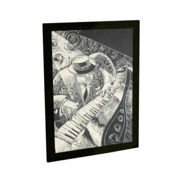 Imagem de Quadro Decorativo Piano Pianista Ilustração Desenho Decoração Poster Quarto Sala