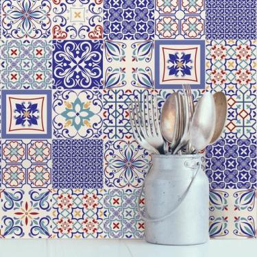 Imagem de Adesivo de Azulejo Azul Monte Belo 10x10 para Cozinha - Quartinhos