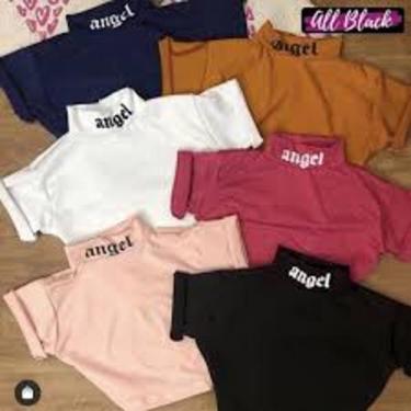 Imagem de Cropped feminino angel gola alta manga curta viscolaycra blogueira - F