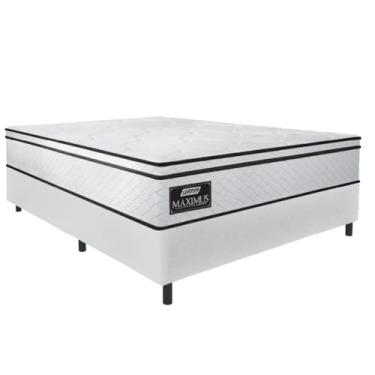 Imagem de Cama Box Casal Gazin Colchão Molas Ensacadas 138x188x62cm New Branco