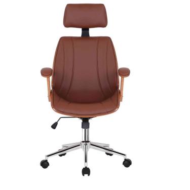 Imagem de Cadeira Escritório Giratória Kopenhagen Presidente Fratini Móveis Marrom/Amadeirado