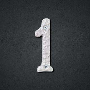 Imagem de Números de endereço da casa 10 cm de altura - Número da casa de ferro fundido - Acabamento prateado à prova de ferrugem - Número 1
