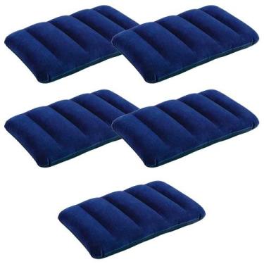 Imagem de Kit 5 Travesseiros Inflável Intex Camping Viagem Cama Colchão Praia