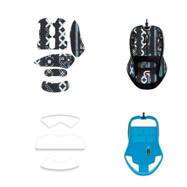 Imagem de NOUKAJU Fita adesiva para mouse cobertura total para Logitech G300s, kit de atualização de mouse profissional resistente ao suor, patins para pés de mouse (almofada de pé + fita preta para mouse)