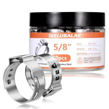 Imagem de Pacote com 50 braçadeiras PEX de 5/8 polegadas - Anéis de crimpagem de aço inoxidável para tubos PEX, conexões de encaixe de tubos, encanamento e sistemas de aquecimento (21 mm)