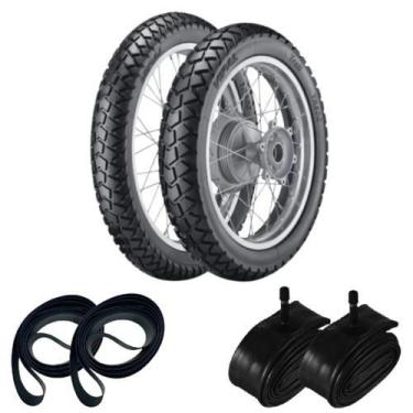 Imagem de Kit Pneu Xtz 150 Crosser 110/90-17 + 90/90-19 Tr300 Vipal + Câmara + C