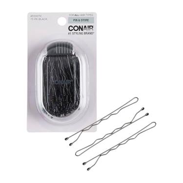 Imagem de Conair Pinos de cabelo Bobby Pin & Match, grampos pretos embalados dentro de um recipiente de armazenamento, 75 unidades