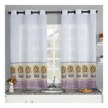 Imagem de Cortina para Cozinha Estampada Quarto Sala Escritório Porta Janela - Estampa Bule – Decore sua cozinha com delicadeza