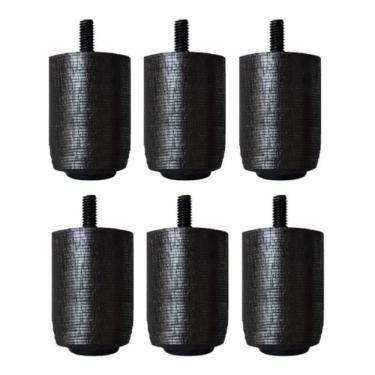 Imagem de Kit com 6 Pés Para Cama Box ou Baú P63 Preto Madeira maciça