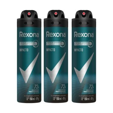 Imagem de Kit 3 Desodorante Rexona Men Impacto Aerosol Antitranspirante 48h com 150ml