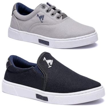 Imagem de Kit dois Tênis Sapatenis Masculino Infantil Casual Polo Joy (PT/Cinza, BR, Criança de 9 a 12 anos, Numérico, 30)