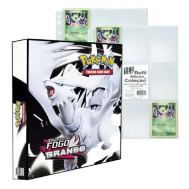 Imagem de Álbum Pasta Fichário Pokemon Escarlate Violeta Fogo Branco com 20 Folh