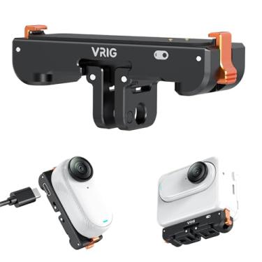Imagem de VRIG Suporte magnético de liberação rápida para Insta360 GO3 GO3S, adaptador de montagem de câmera de liga de alumínio com rosca de 1/10.2 cm para tripés e bastões de selfie, com porta de carregamento