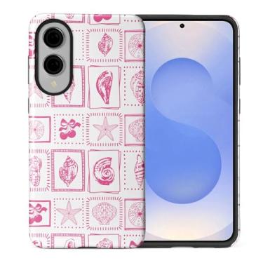 Imagem de ZHEGAILIAN Capa compatível com Samsung Galaxy S25 Edge, capa rígida híbrida de 2 camadas para meninas, meninos, mulheres, homens, carimbos de cereja com concha rosa