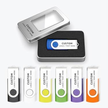 Imagem de Pendrive USB giratório personalizado, pen drive giratório personalizado com logotipo, pacote com 50 unidades USB em massa para promoções de negócios, presentes corporativos, eventos, embalagem