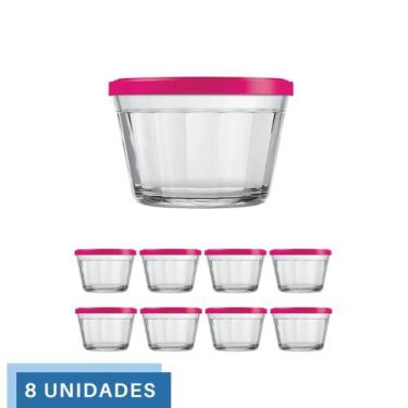 Imagem de 8 Tigela Vidro Americano Tampa Plastica Sortida 150ml Nadir - NADIR FI