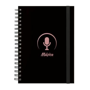 Imagem de Caderno Colegial Plus 1 Matéria Profissões Música (Preto e Rosê)