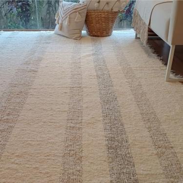 Imagem de Casa Coeva - Tapete Tear Algodão Listrado Artisan Cru Caramelo 150 x 200