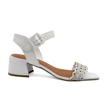 Imagem de Sandália Bottero Feminina de Couro Salto Bloco 374002 Branco