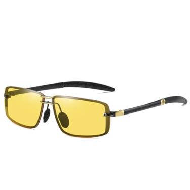 Imagem de HCHES Óculos de sol estilo vintage masculino polarizado clássico fotocrômico para dirigir UV400 (MPT106 amarelo)