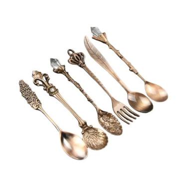 Imagem de Conjunto De Colher De Café De Cristal Vintage 6 Peças Sorvete Sobremes