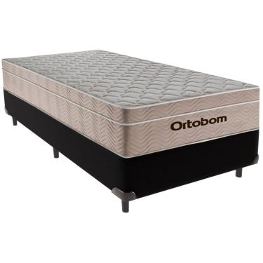 Imagem de Cama Box Solteiro Preto+Colchão Airtech Molas Ortobom