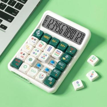 Imagem de Exlliy Calculadora de interruptor mecânico, visor LCD grande de 12 dígitos, botões grandes, teclado mecânico real, calculadora de mesa para escritório e estudo