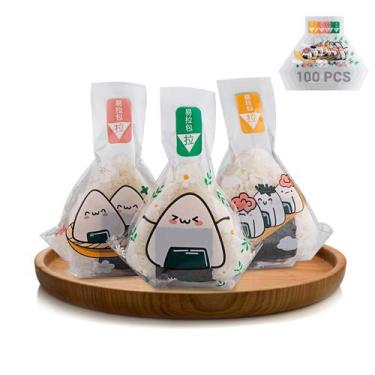 Imagem de Onigiri Wrappers Choxila Triangle Plastic 100 unidades com adesivos
