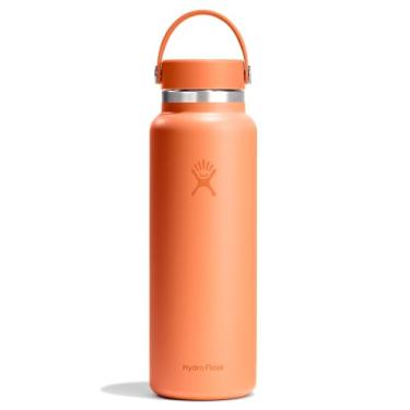 Imagem de Hydro Flask Garrafa de água - aço inoxidável isolado - tampa flexível de boca larga, não derrama, à prova de vazamento e recarregável em laranja néctar de 1,134 g