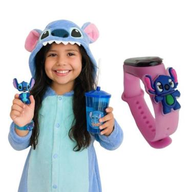 Imagem de Relógio Infantil Stitch Com Copo Infantil Mais Boneco Stitch Menino Pa