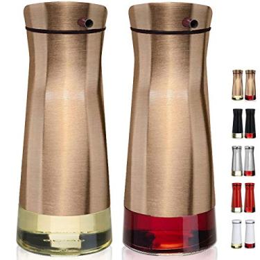 Imagem de CHEFVANTAGE Conjunto de dispensador de azeite e vinagre com garrafa de vidro elegante e design sem gotejamento, Louças, Bronze